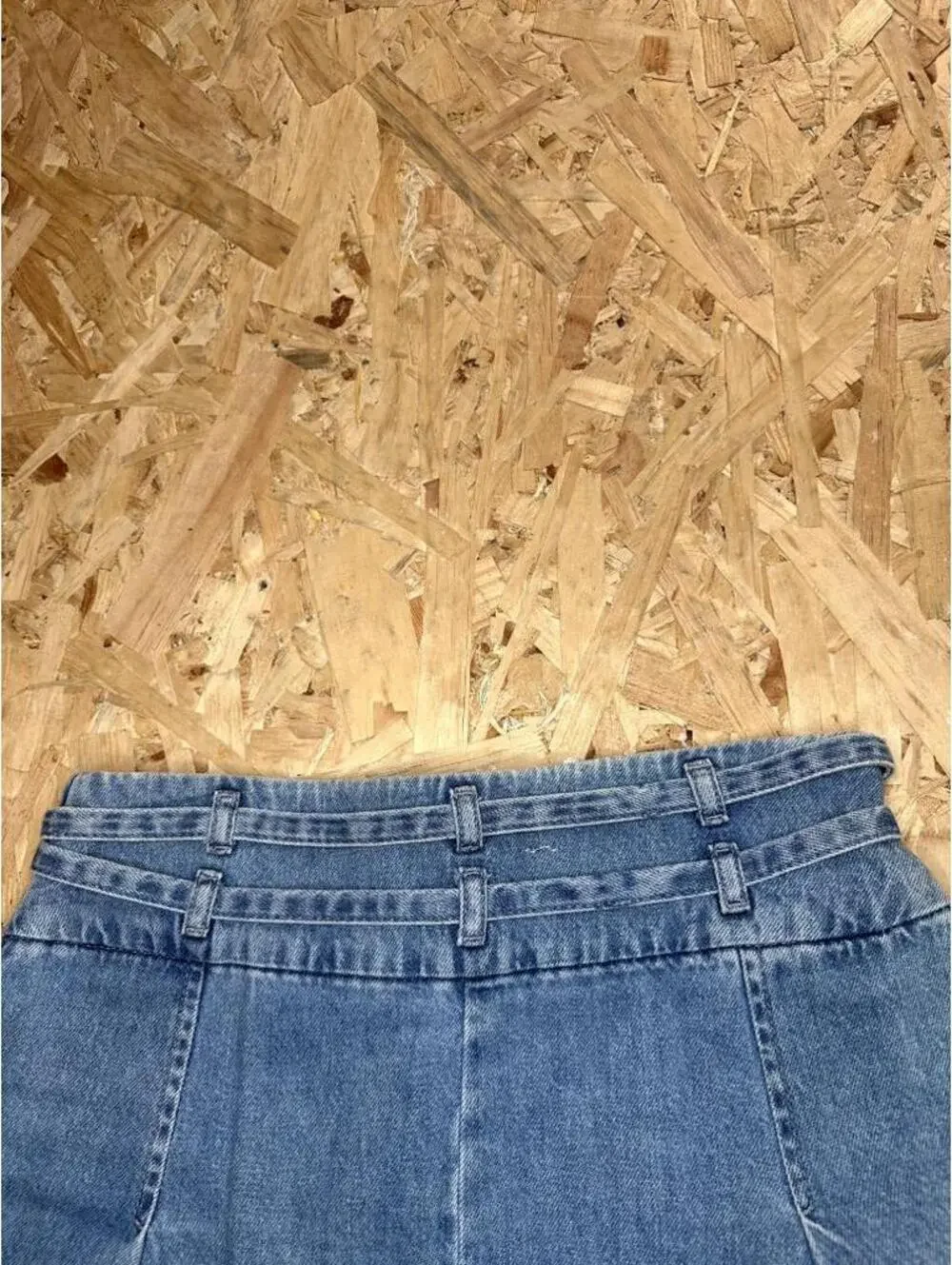 Zara Denim Pleated Mini Skirt Womens Size Small Blue Jean Belted Side Zip